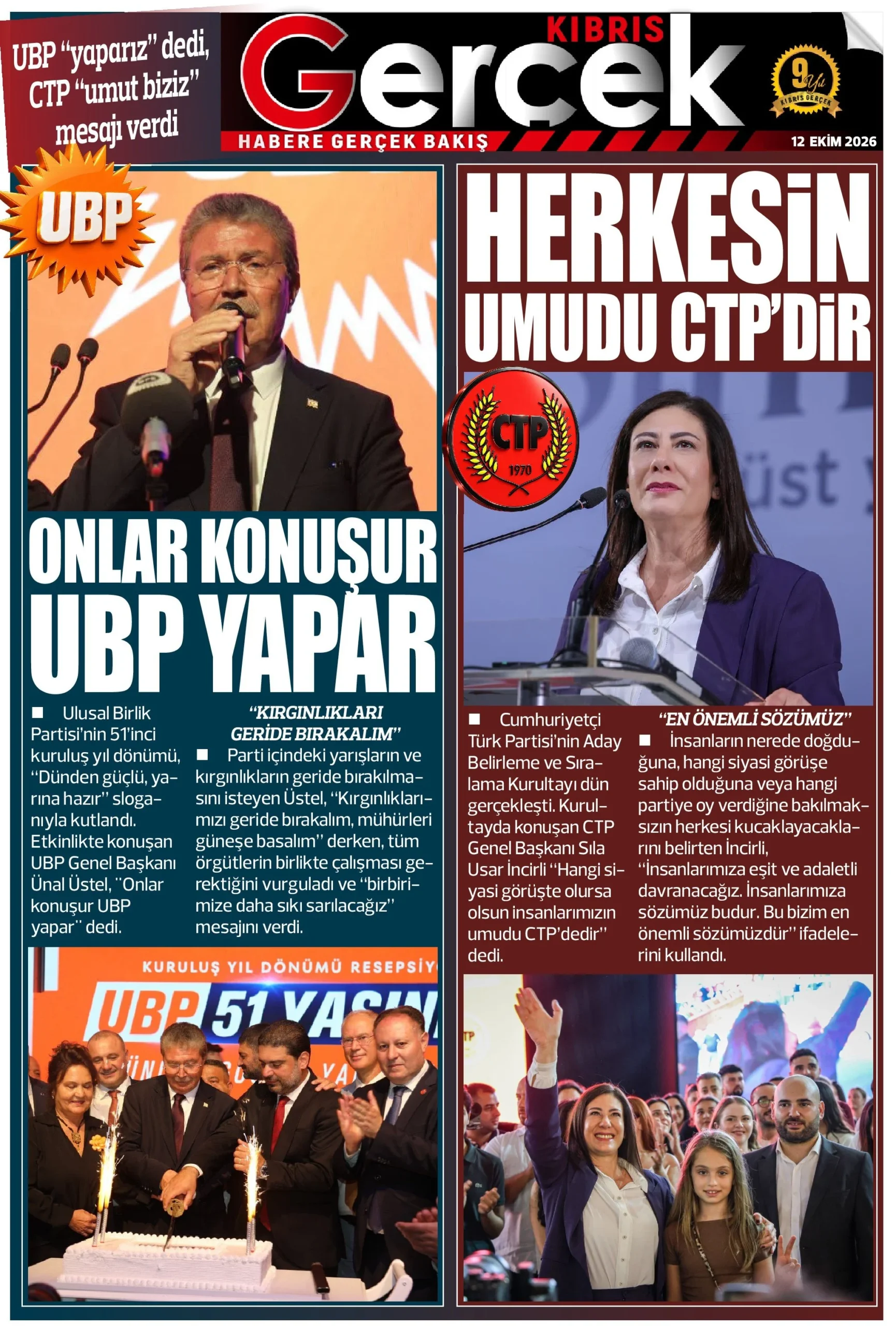 Gazete Manşetleri- 12 Ekim 2026 - 18