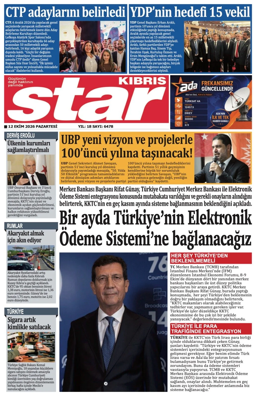 Gazete Manşetleri- 12 Ekim 2026 - 19