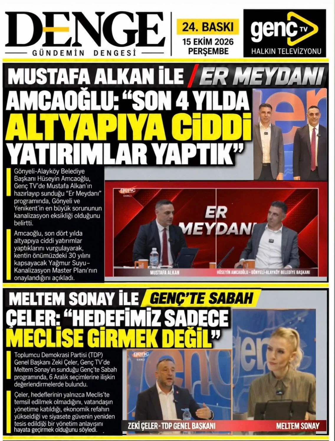 Gazete Manşetleri - 15 Ekim 2026 - 15