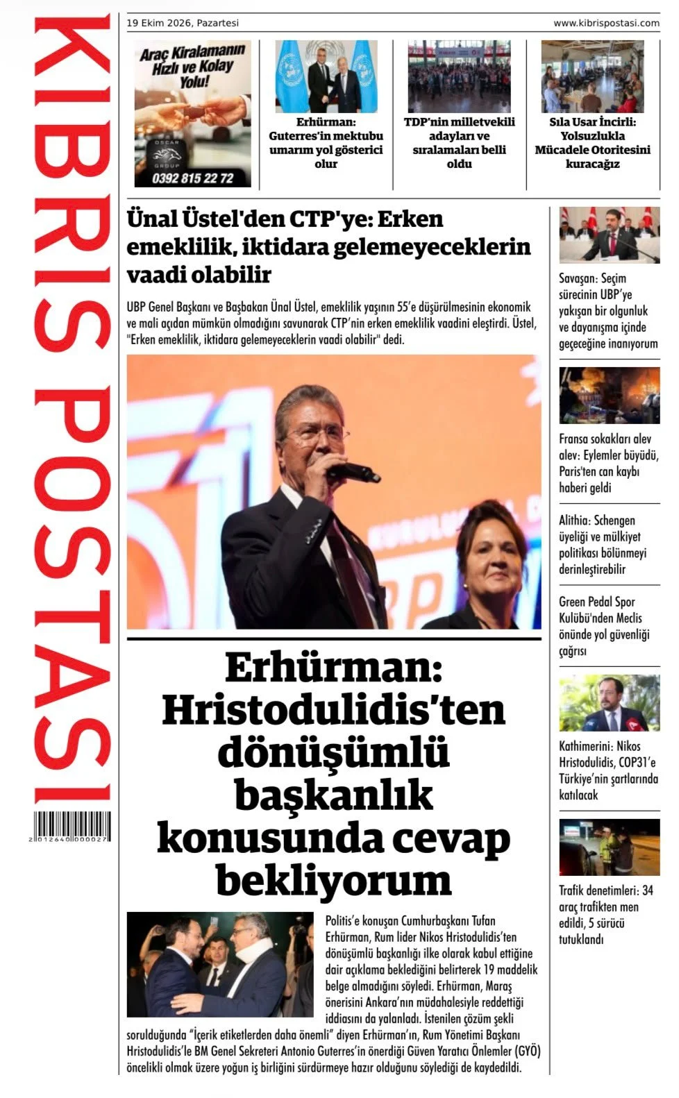 Gazete Manşetleri - 19 Ekim 2026 - 20
