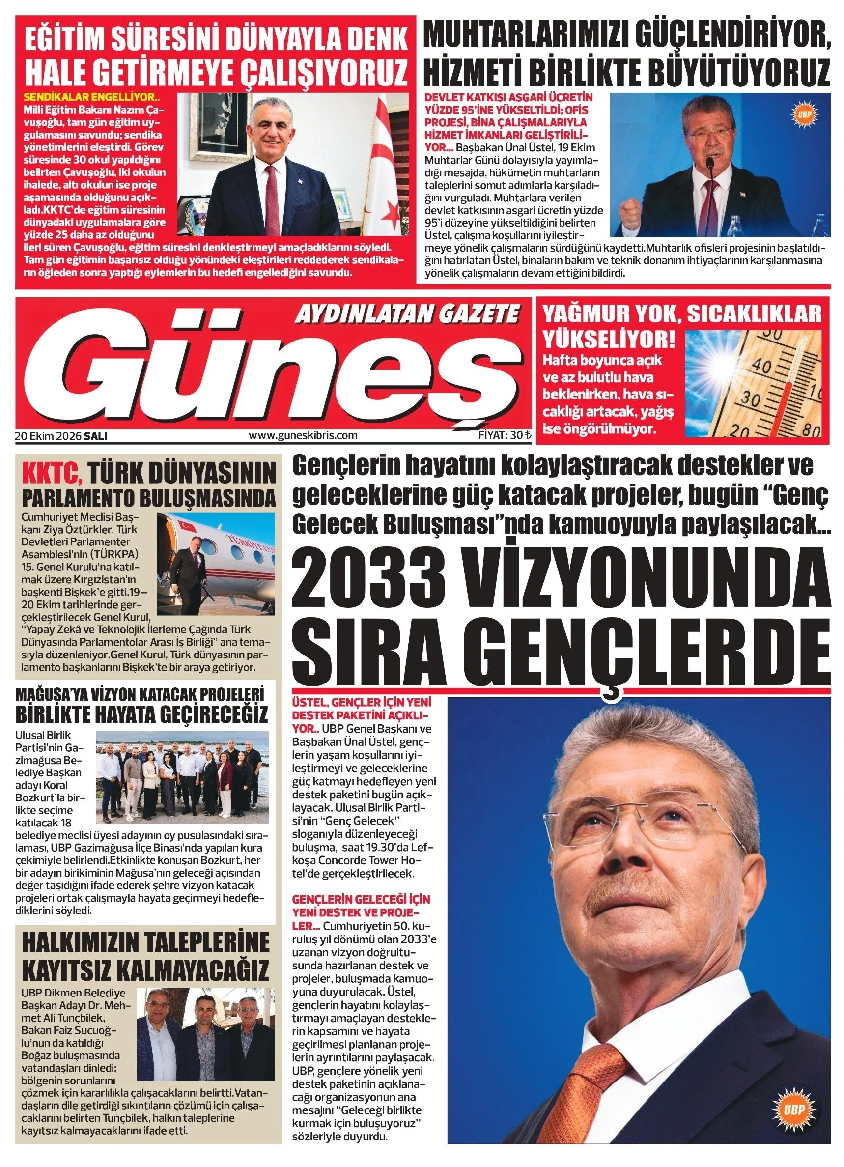 Gazete Manşetleri - 20 Ekim Salı - 1