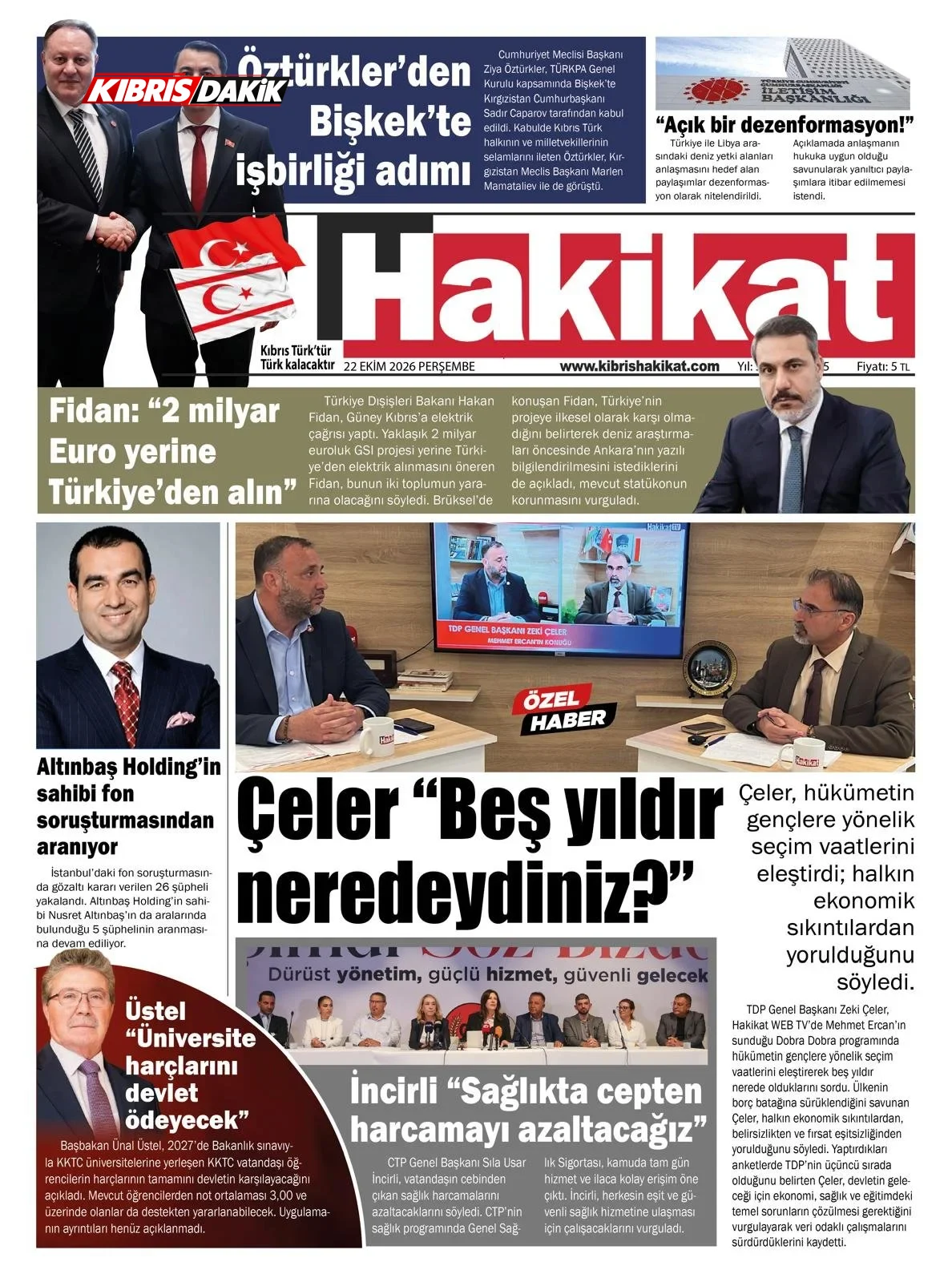 Gazete Manşetleri - 22 Ekim 2026 - 15