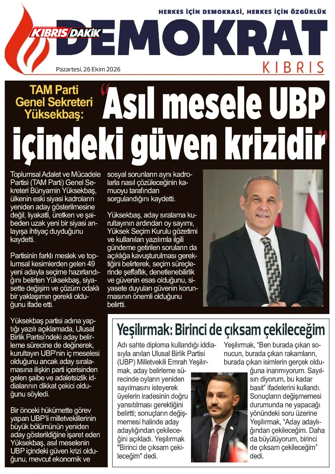 Gazete Manşetleri - 26 Ekim 2026 - 22