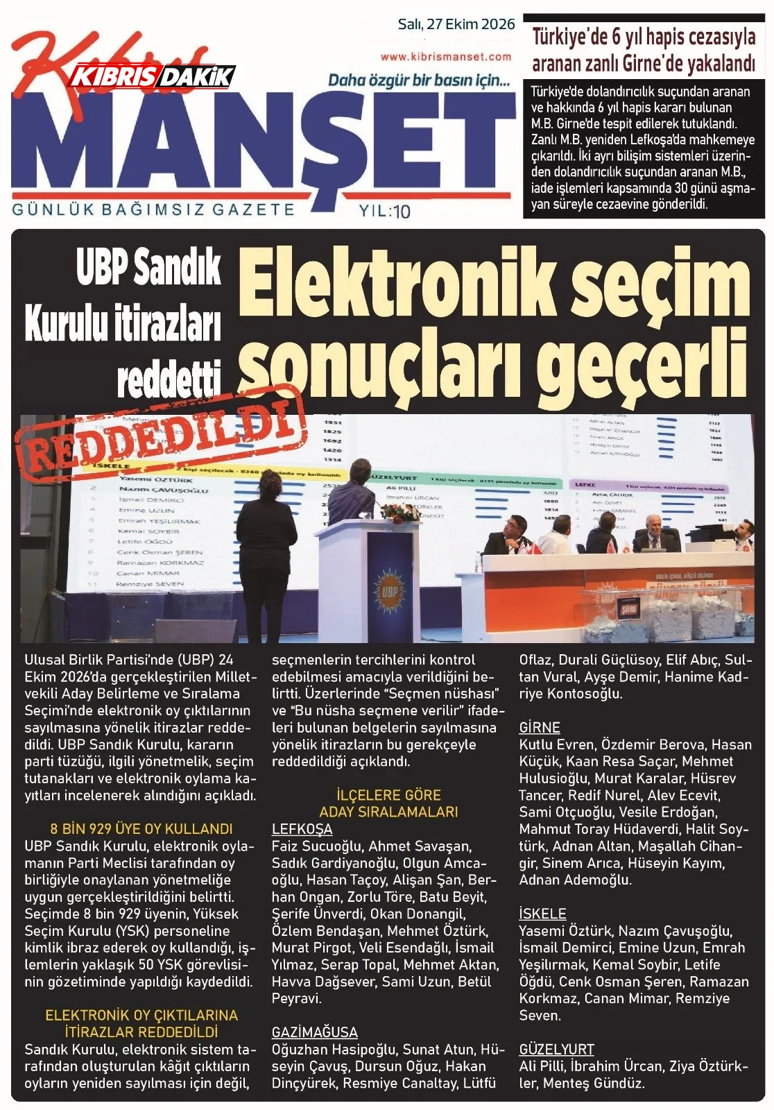 Gazete Manşetleri - 27 Ekim 2026 - 11