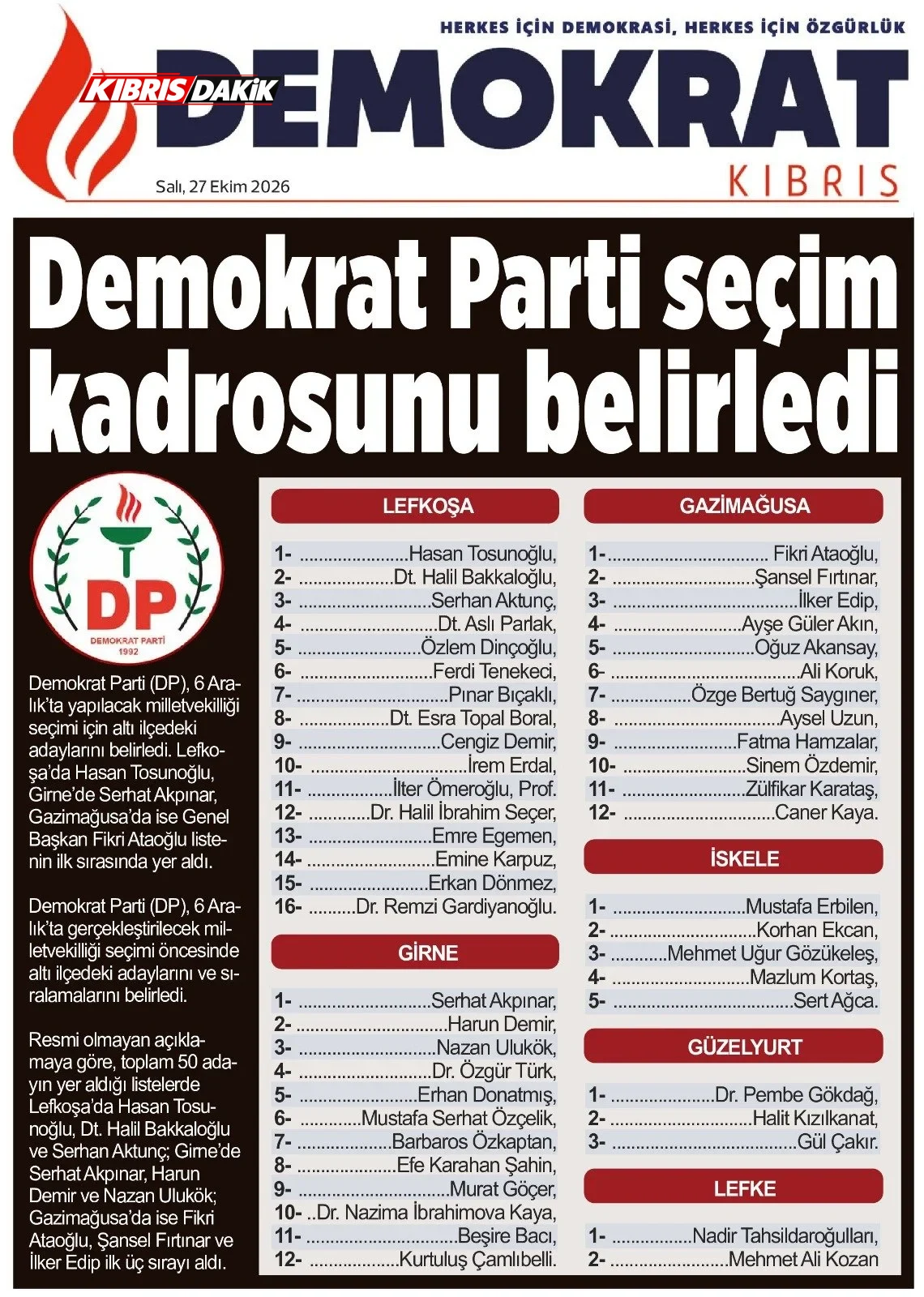 Gazete Manşetleri - 27 Ekim 2026 - 17