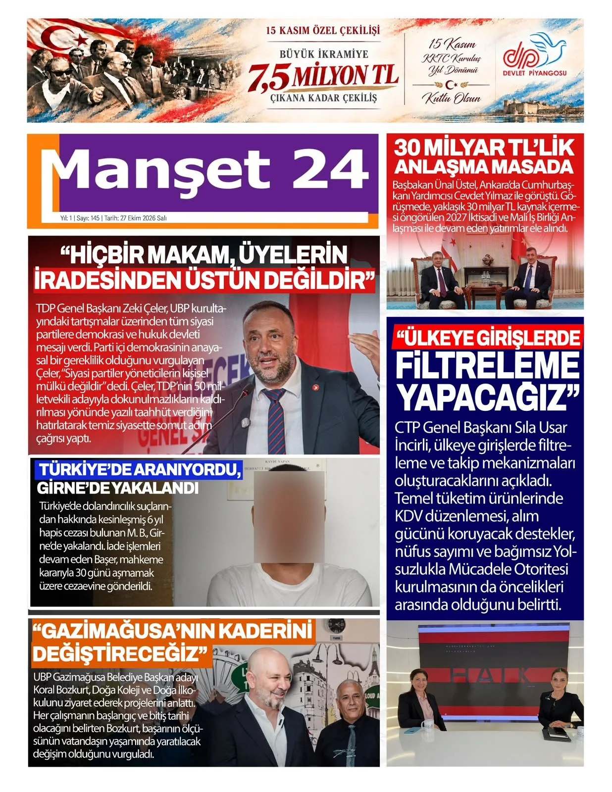 Gazete Manşetleri - 27 Ekim 2026 - 30
