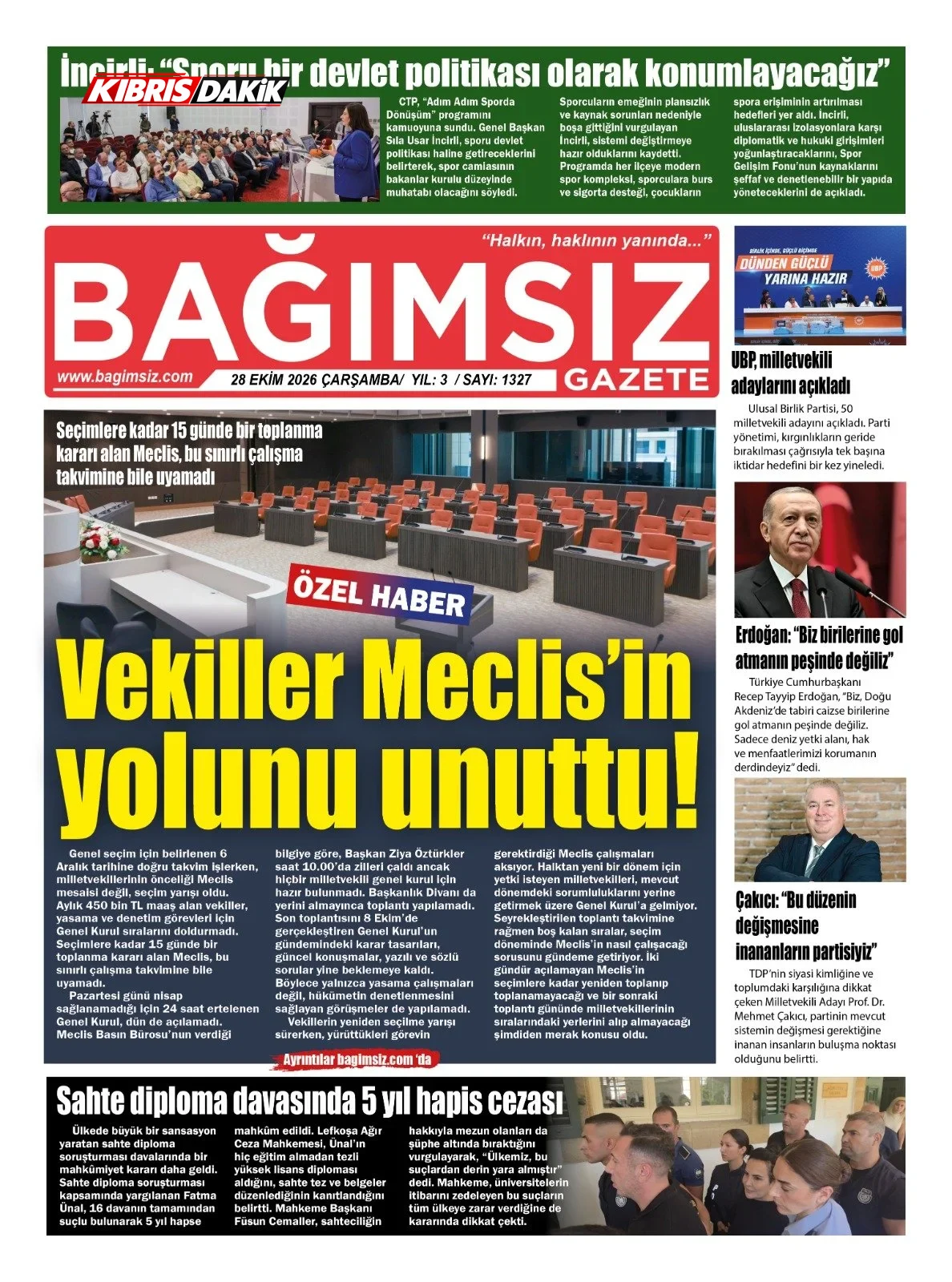 Gazete Manşetleri - 28 ekim 2026 - 1