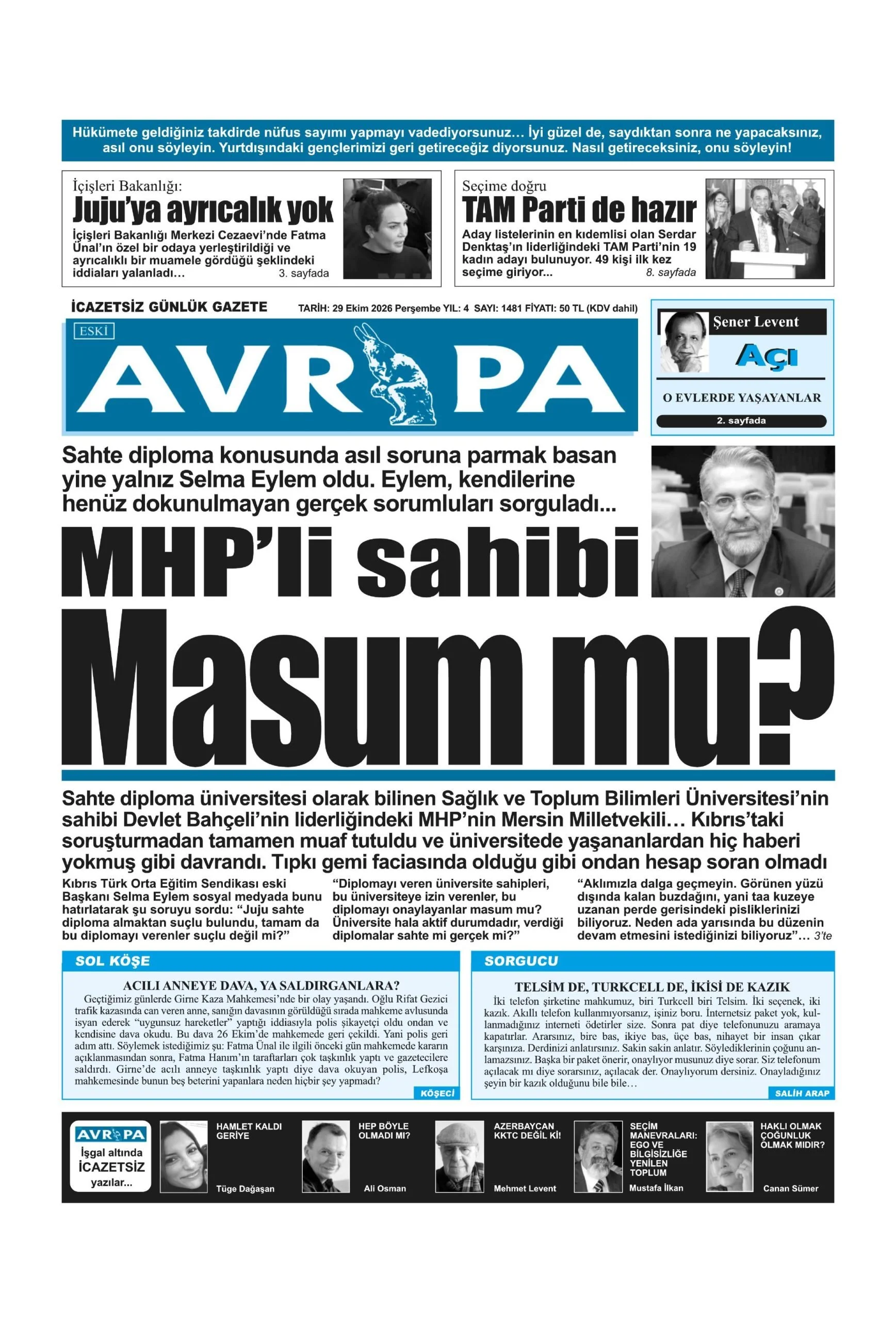 Gazete Manşetleri - 29 Ekim 2026 - 13