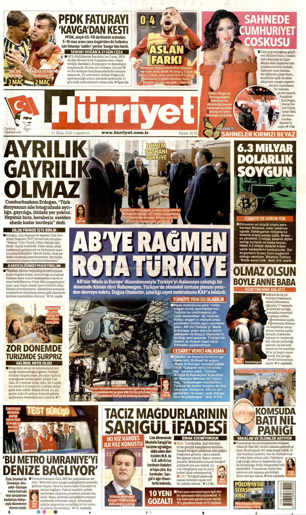 Gazete Manşetleri - 31 Ekim 2026 - 39