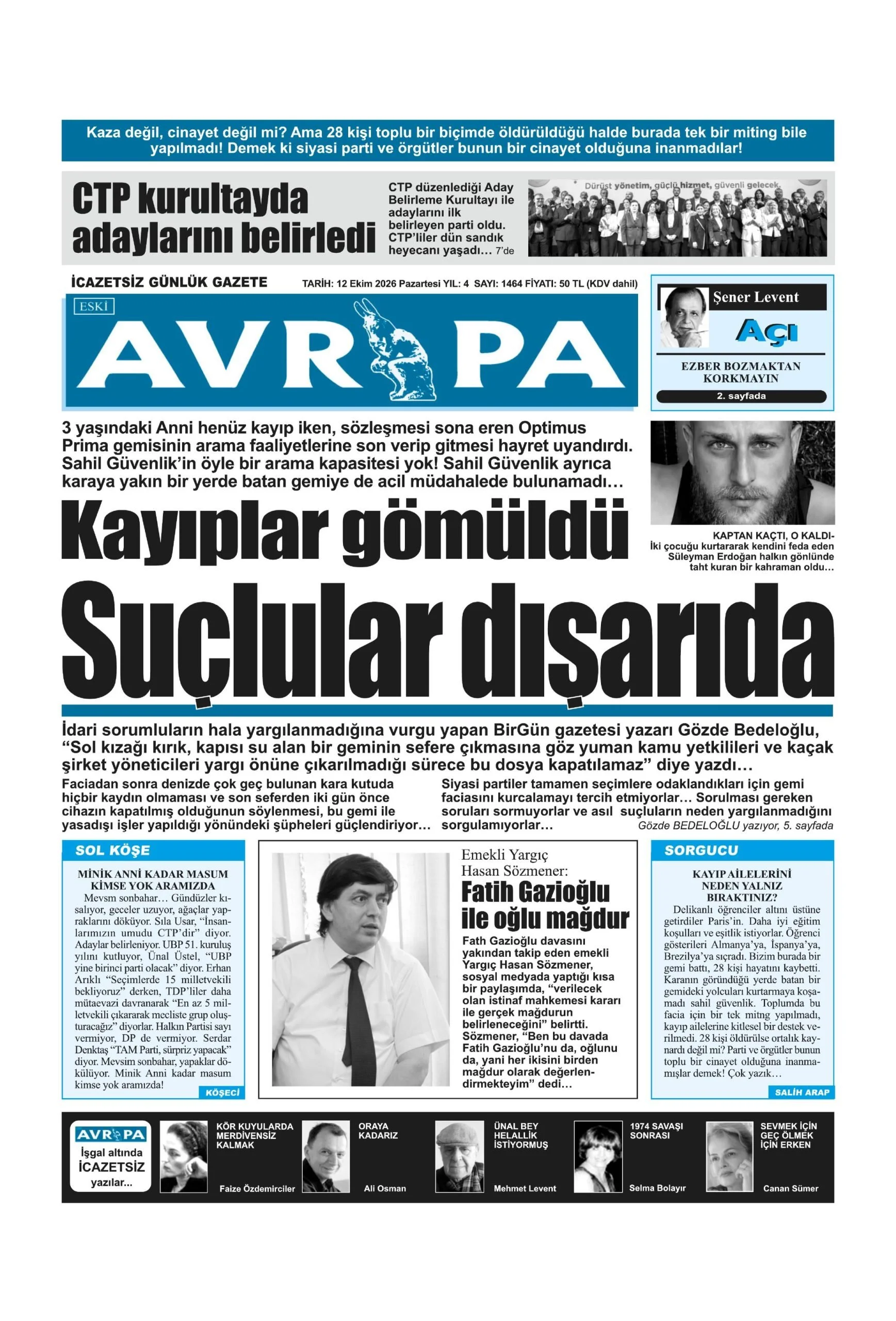 Gazete Manşetleri- 12 Ekim 2026 - 8