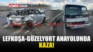 LEFKOŞA-GÜZELYURT ANAYOLUNDA KAZA MEYDANA GELDİ