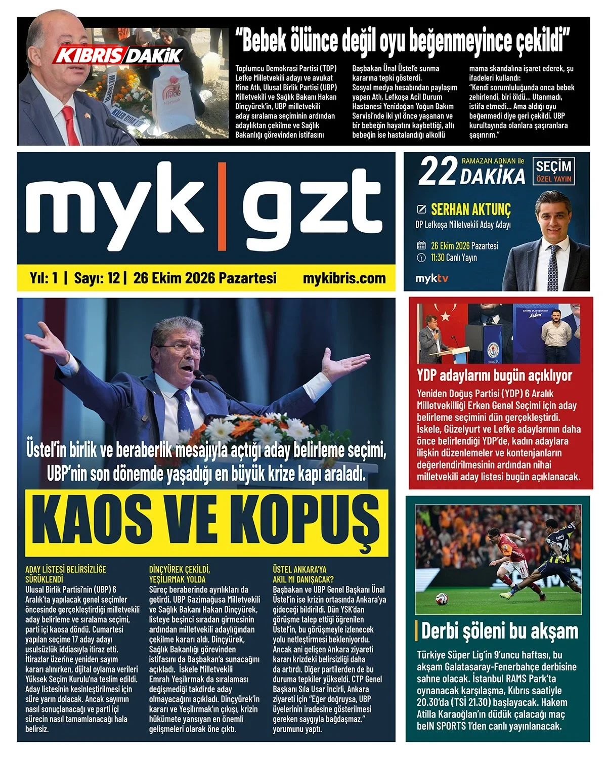 Gazete Manşetleri - 26 Ekim 2026 - 19