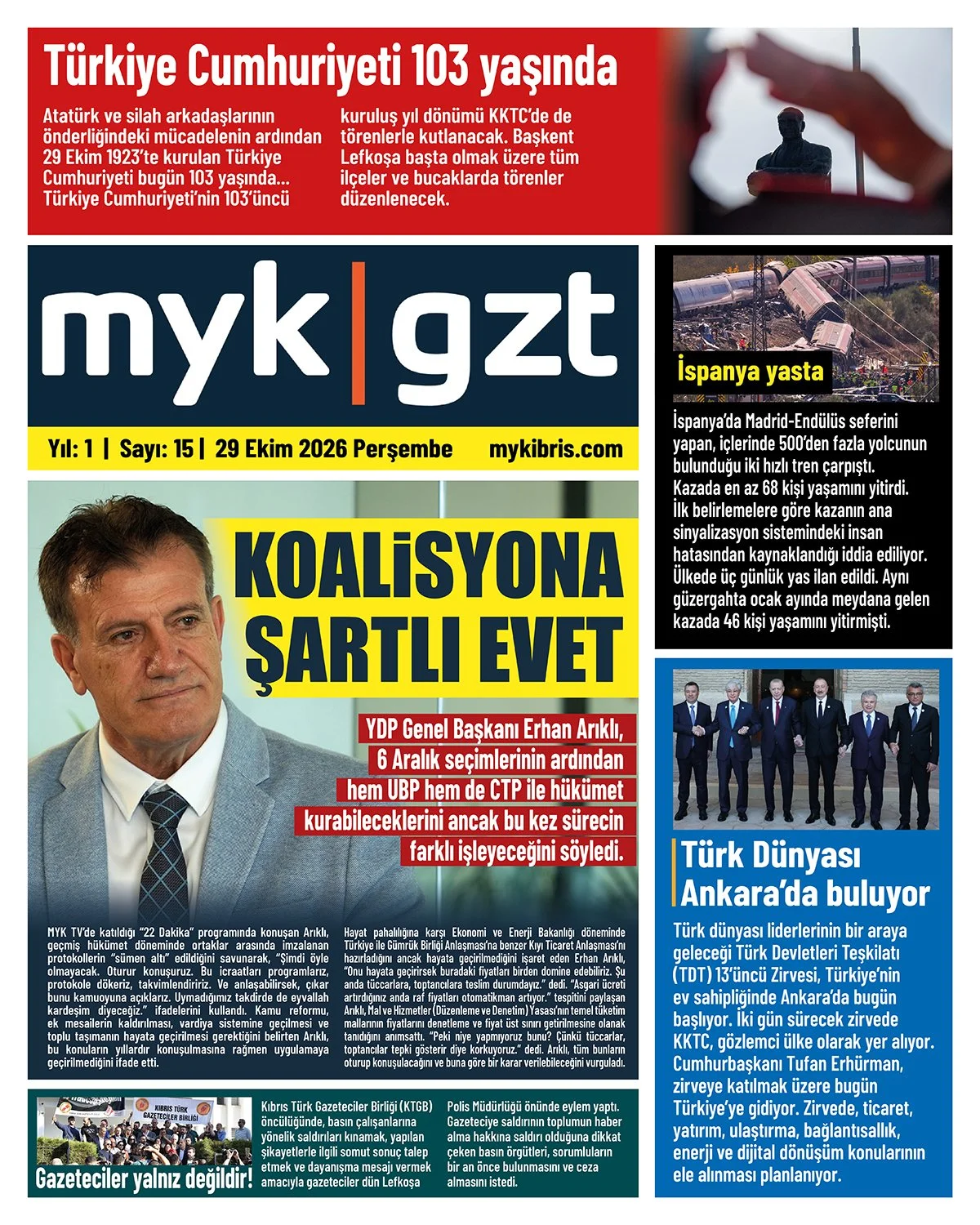 Gazete Manşetleri - 29 Ekim 2026 - 15